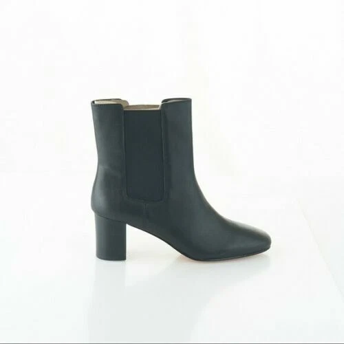 NUEVO EN CAJA Nuevas Botas Chelsea J CREW Cuero Negro Tacón Apilado Talla 9 Foto 2 de 3