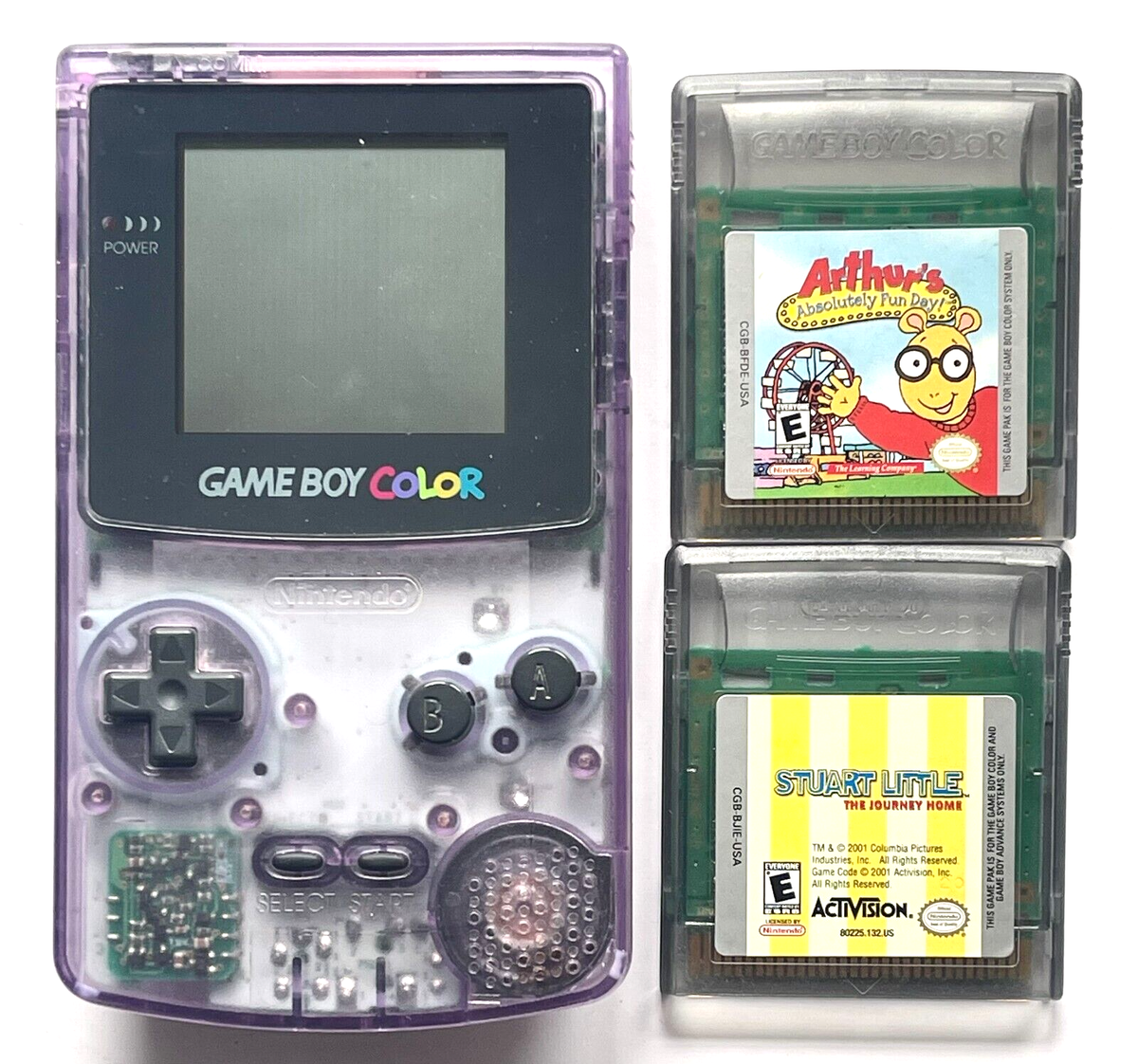 VINTAGE NINTENDO GAME BOY COLOR CLEAR PURPLE CONSOLE CGB-001 WITH