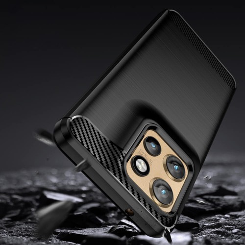 Carbon Coque pour Motorola Moto Edge 50 Neo 360 Cover écran Verre Black - Picture 3 of 5