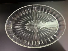 9.5" Divided Relish Oval Tray, prescut glass