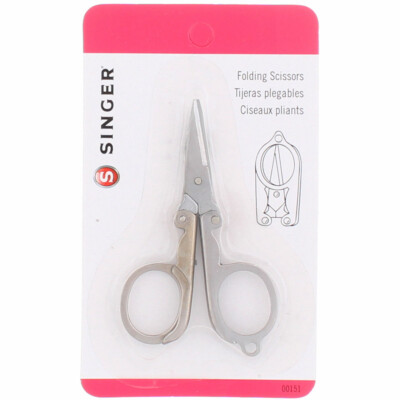 4 Pack Singer Folding Scissors, 3in, Chrome Plated Steel