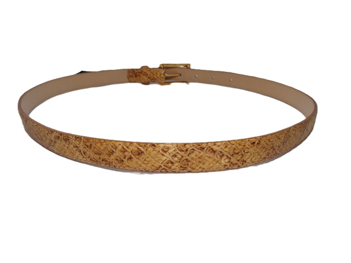 32” Vintage Large Gold Avignon Brown Belt Vintage Avignon New York Paris Leather 80s Belt, Italian  main image 2