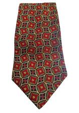 Vintage Tommy Hilfiger Italian Silk Tie Red, Blue, Green, Gold Made in USA