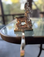 Stocking Hanger Heavy Silvertone Reindeer 6” Tall, Hanging Arm 8”