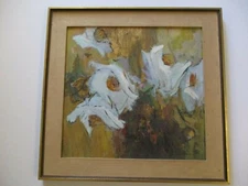 ROSE BAUMRUKER OIL PAINTING ABSTRACT EXPRESSIONISM FLORAL MODERNISM MID CENTURY