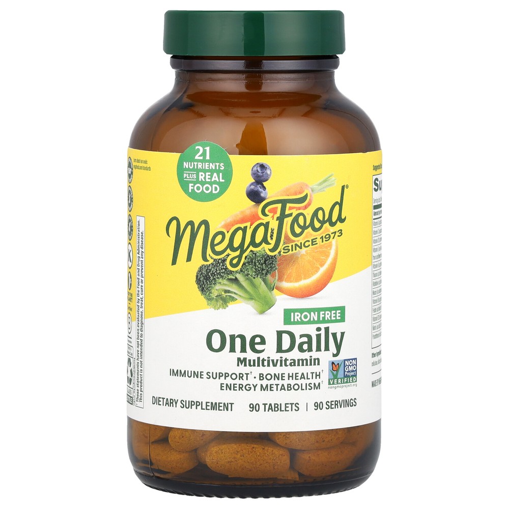 MegaFood One Daily Iron Free 90 Tablets Dairy-Free, Gluten-Free, Iron-Free,