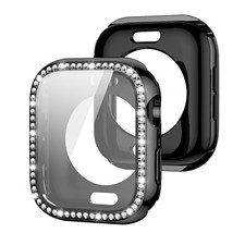 Bling Case with Tempered Glass Screen Protector For iWatch Series 9 8 7 6 5 4 SE