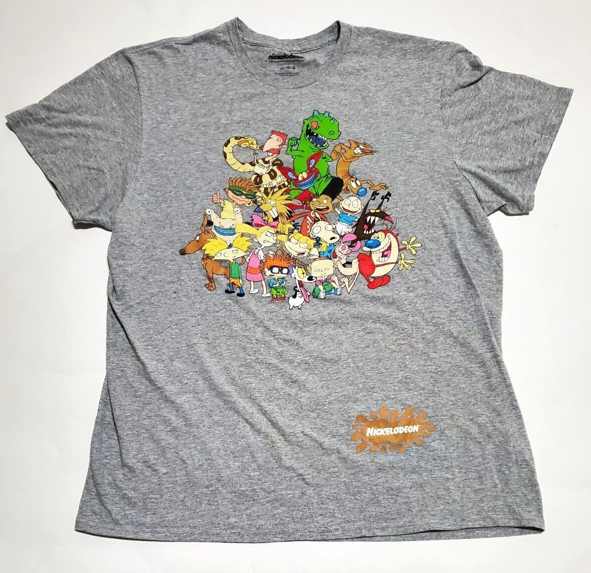 Nikelodeon Retro Cartoon Double Sided Graphic T-Shirt Mens Large