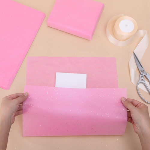 Glitter Pink Tissue Paper for Valentines Day, 20 X 14 Inches, 120 Sheets, for Gi - 第 5/6 張圖片