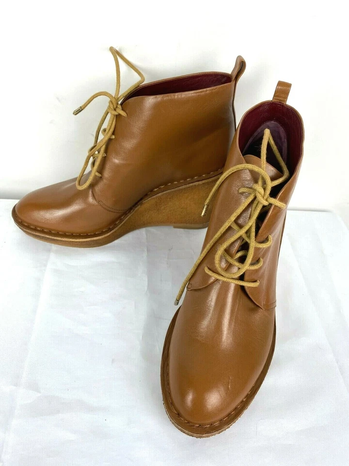 $389 MARC BY MARC JACOBS Brown Luxury Leather Wedge Boots Women's Sz 40/ 10 US - Image 4 of 4