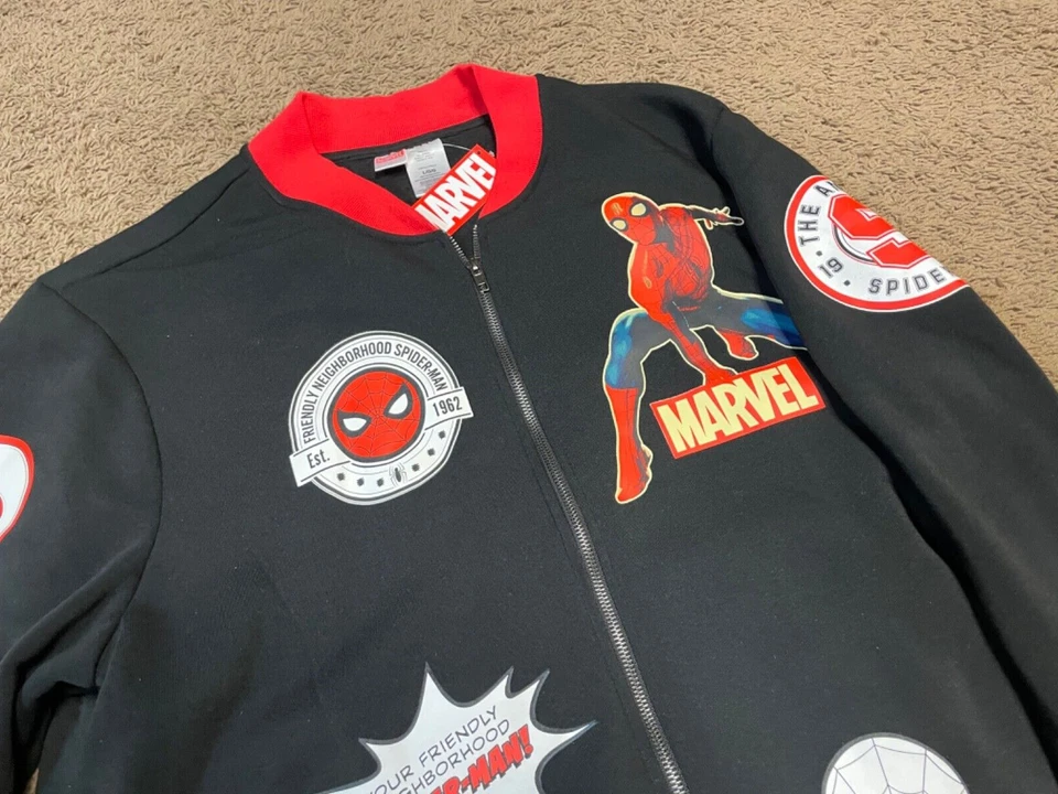 Chaqueta polar Marvel Spiderman negra talla grande cremallera completa Foto 4 de 4