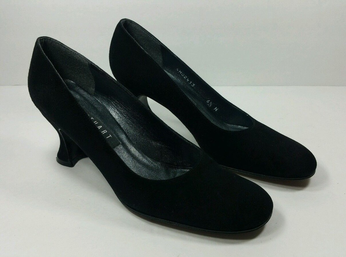 Stuart Weitzman Black Fabric Round Toe Heels - Size 6.5N | eBay