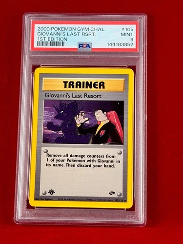 2000 Pokemon 1st Edition Gym Challenge GIOVANNI'S LAST RESORT Card #105 PSA 9