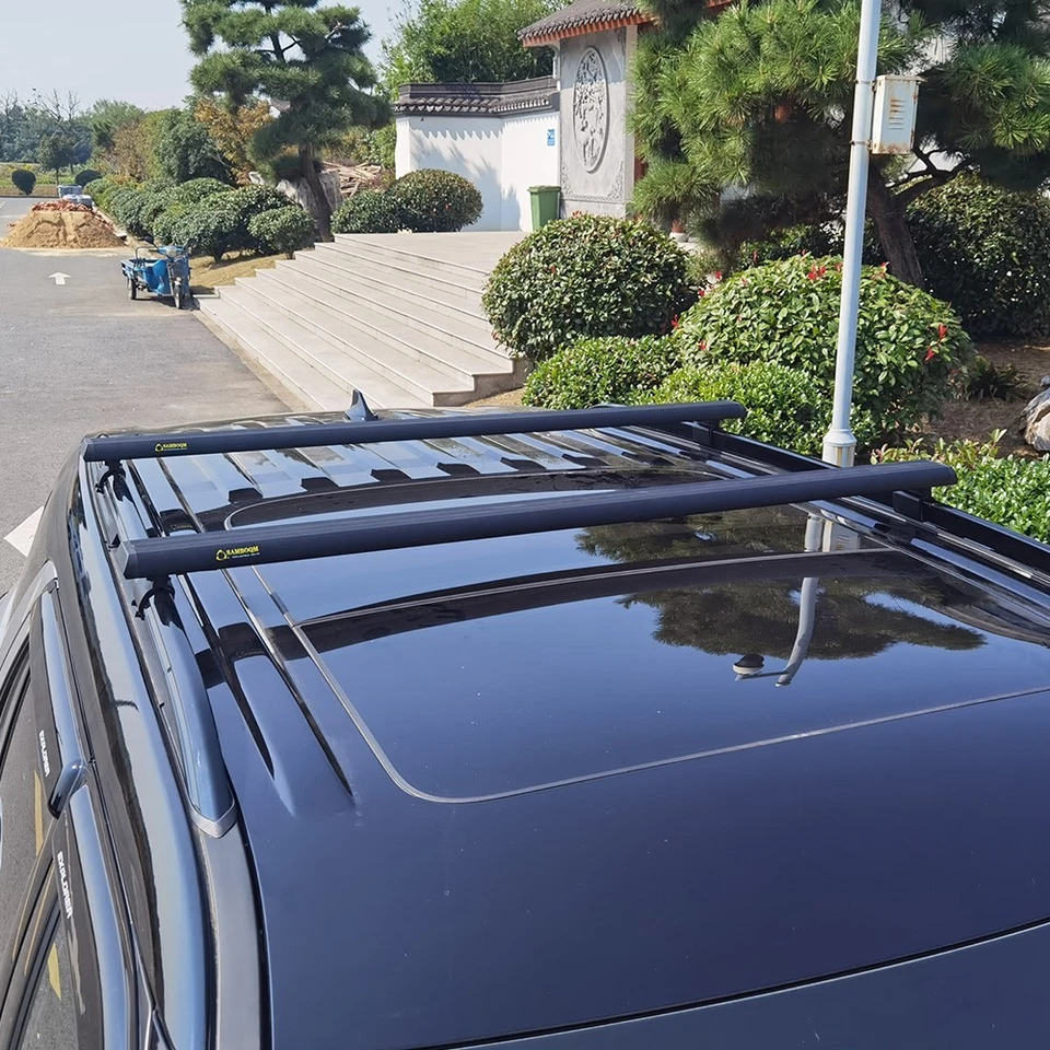 Barra transversal portaequipajes de techo negra 2 piezas para Audi Q7 2005-2015 Foto 3 de 4