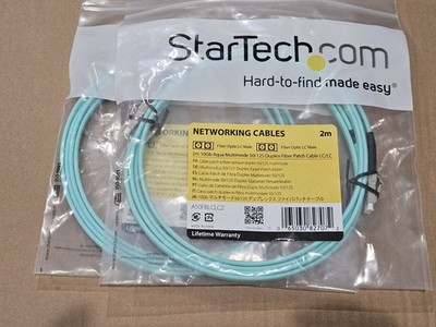 LOT OF 2 StarTech 2m Fiber Optic Cable - 10 Gb Aqua - Multimode Duplex 50/125