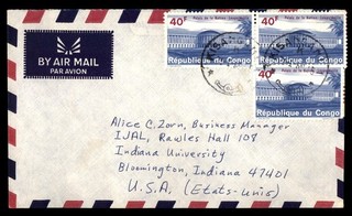 Mayfairstamps Congo Kisangani to Bloomington IN Cover cca_07641