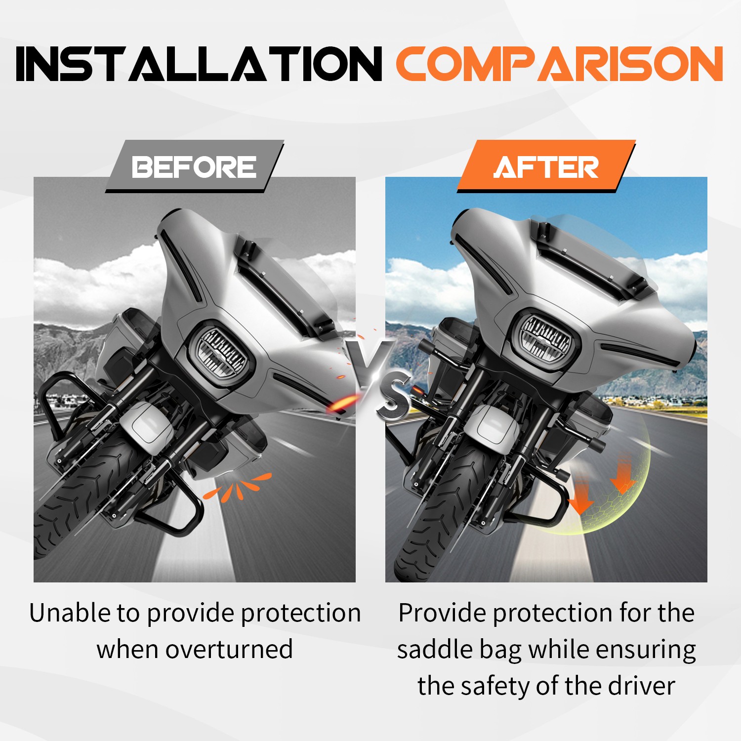 for Harley Road King Electra Glide 2023-2025 Tip-Over Saddlebag Protection Bar