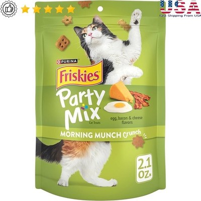 Cat Treats Crunchy Morning Munch Egg Bacon Cheese Snacks Pack of 10 2.1oz New