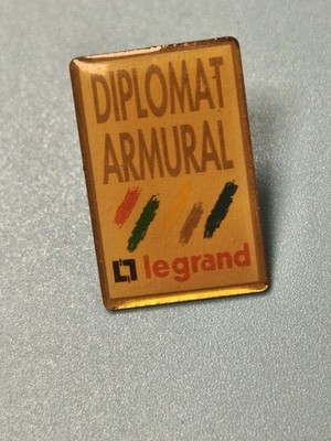 Vintage Werbepins Diplomat Rüstung Legrand rechteckig Abzeichen alt