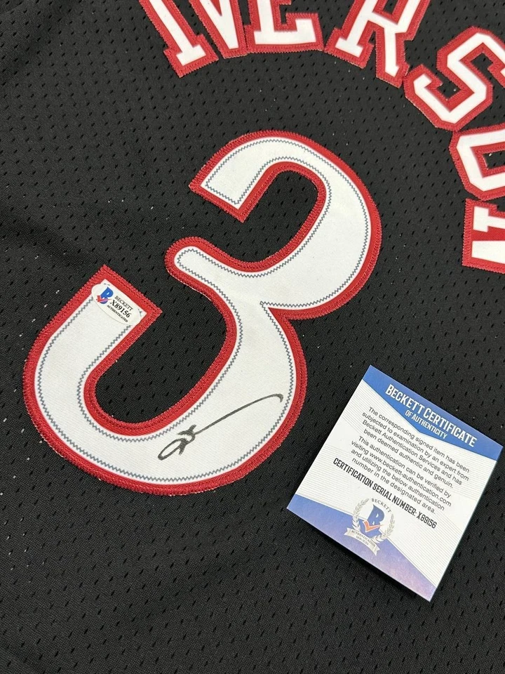 Allen Iverson Black Jersey #3 Philadelphia 76ers Signed Autographed BECKETT COA - Image 4 of 4