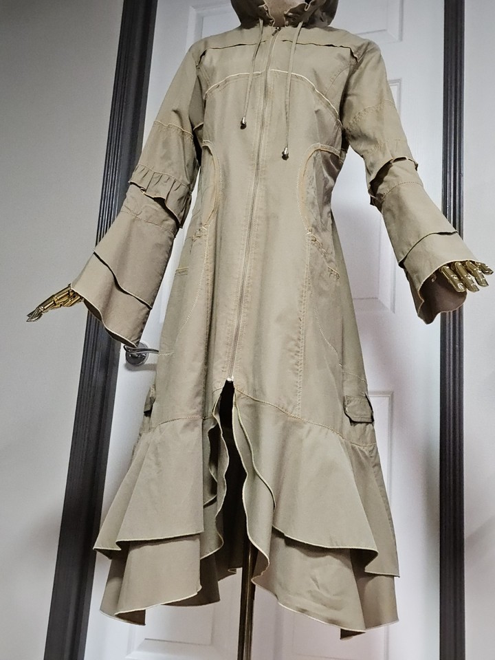 Toko's PARIS Olive 🫒 Ladies Trench Coat/Pit2Pit50/AroundW84/L117/STUNNING 