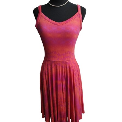 Kenar Women's Orange Pink knit strap fit & flare knee length dress Size Small
