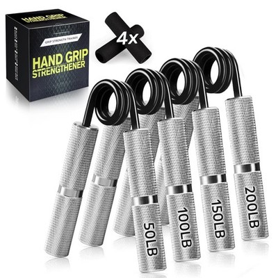 Hand Gripper Strengthener Set 4pcs (50lb+100lb+150lb+200lb) - Metal Grip Stre...