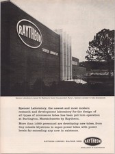 Raytheon Spencer Laboratory Vintage 1950s Magazine Print Ad B&W