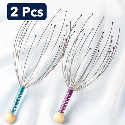 2pc Head Massager Scalp Scratcher Stress Relief Octopus Claw Relaxer Brain Tool