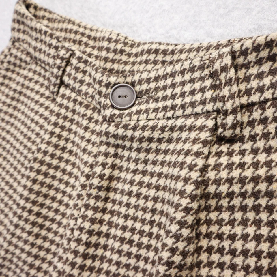 HYFVE Shorts Womens S Brown Houndstooth Pleated Front Academia Office Career Lux - Image 2 of 4