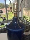 Huge Vintage MCM Lotte Bostlund Blue Ceramic Lamp — photo 3