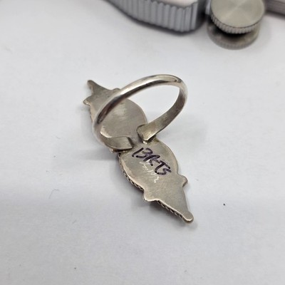 Zuni Vintage Signed Needlepoint Coral Sterling Silver Ring Size