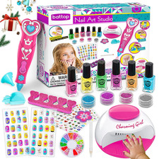 Kids Nail Polish Set for Girls, Nail Art Kits with Nail Dryer & Glitter Pen, Qui