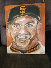 Bruce Bochy Signed 1/1 Original Art 16X20 Wrapped Canvas by C. Poole- 