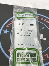 Evergreen Scale. Polystyrene Strips. 14" 117. .015 x .156 (10)