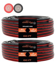 20 Gauge 100' Feet Red Black Bonded 2 Way Speaker Wire Stranded 2 Pack