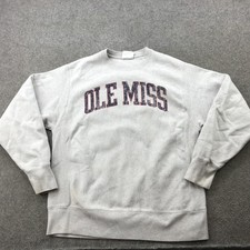 Ole Miss Rebels Sweatshirt Mens Medium Crewneck College Champion Reverse