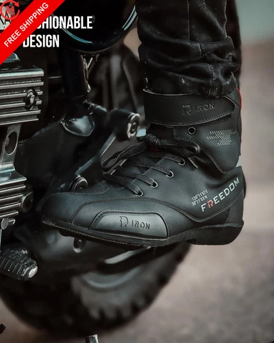 RIDEIRON Motorcycle Shoes for Men CE Certified (EN 13634) 11, Black image 8