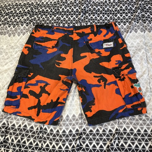 Rare Vintage 90s Team Camo Cargo Shorts Camouflage Florida Gators UF Orange Blue - Picture 2 of 18