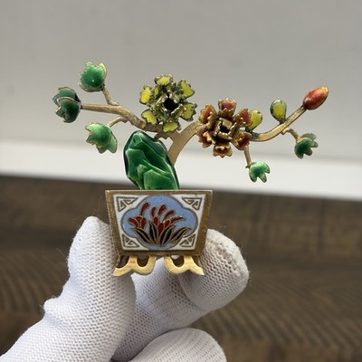 Vintage Oriental Bonsai Tree Miniature Enameled Metal Flowers in Cloisonne  Pot | eBay