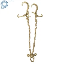 V-Chain Bridle w/ 8" Medium J Hooks, T- Hook & J-Hook w/Grab Hooks 5/16''x3' G70