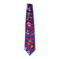 Vintage Warner Brothers Bugs Bunny Taz Marvin Pepe Daffy Duck Tie Looney Tunes