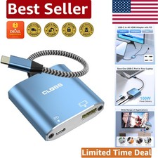 2-in-1 USB C to HDMI Adapter with 100W PD 4K Thunderbolt 3 Compatibility