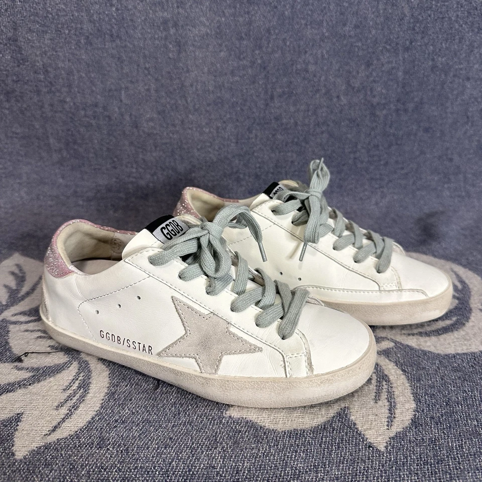 Golden Goose Superstar White Light Pink Glitter Sneakers Women's Size 36 US 6 - Image 2 of 4