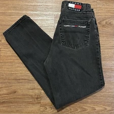 Vintage 90s Black Tommy Hilfiger Embroidered Jeans USA Made 31x31 (Tagged 33x34)