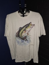 Vintage 90’s Single Stitch Bass Fishing White T Shirt Size XL Men's Usa Made