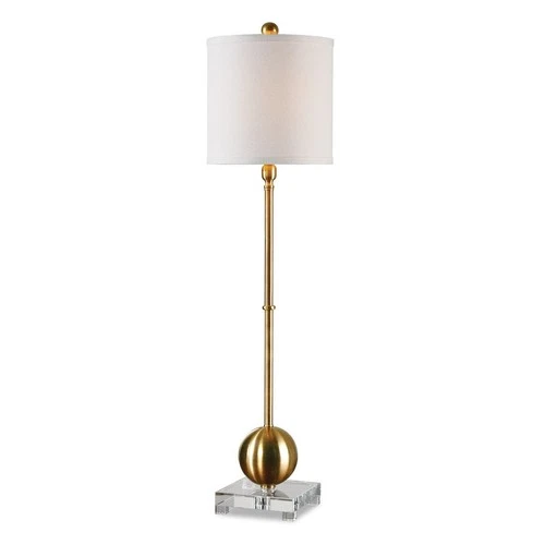 UTTERMOST 29935-1 LATON PLATED BRUSHED BRASS CRYSTAL BASE BUFFET TABLE LAMP - Picture 1 of 8