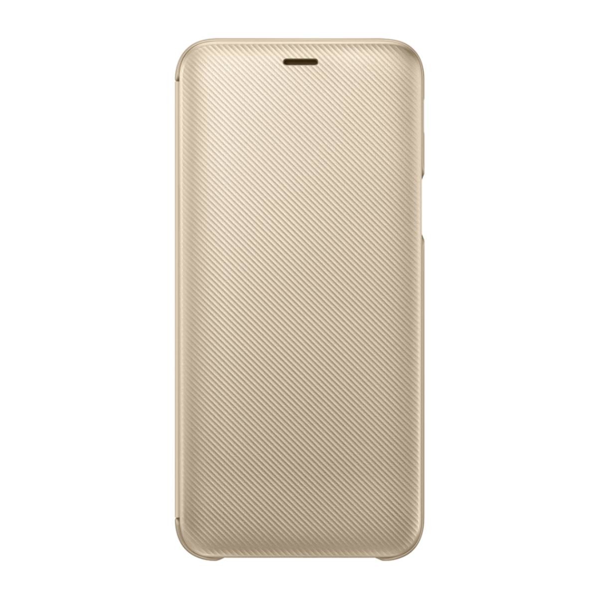 Coque à clapet Galaxy J6 or en simili cuir aux finitions soignées