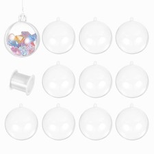 3.9" Dia. Clear Plastic Acrylic Fillable Ornament Ball with Hanging Wire 10pcs