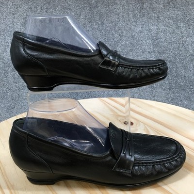SAS Tripad Comfort Shoes Womens 9.5S Easier Loafers Black Slip On Casual Wedge